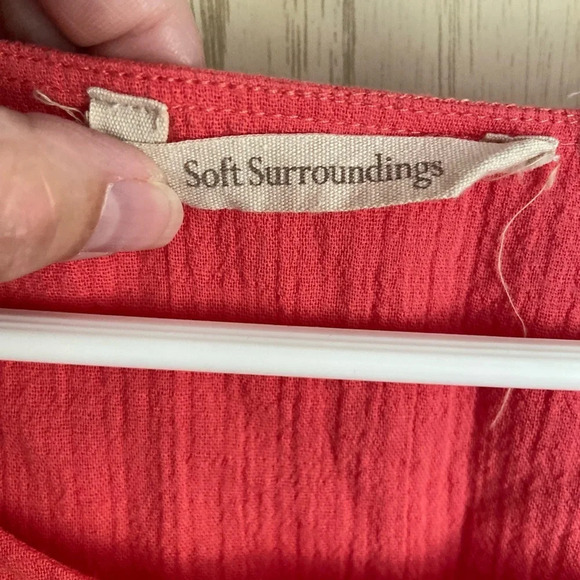 Soft Surroundings Double Gauze Coral blouse Too Sz Large - Picture 4 of 9